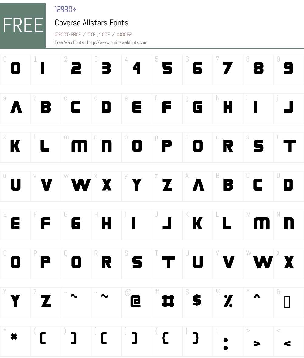 Coverse Allstars Font Screenshots