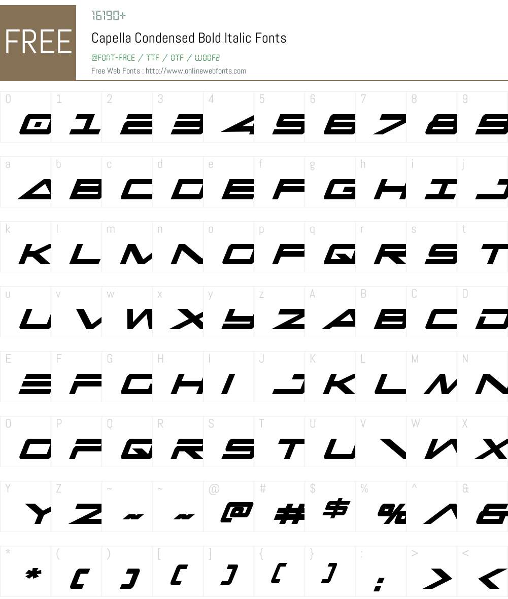 Capella Condensed Bold Italic Font Screenshots
