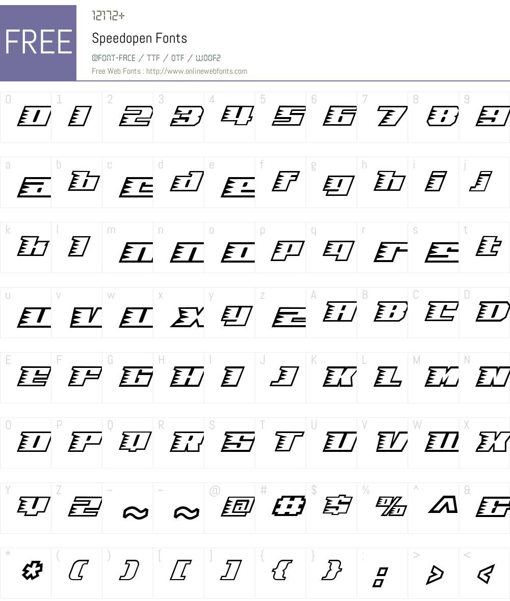 Speedopen Font Screenshots