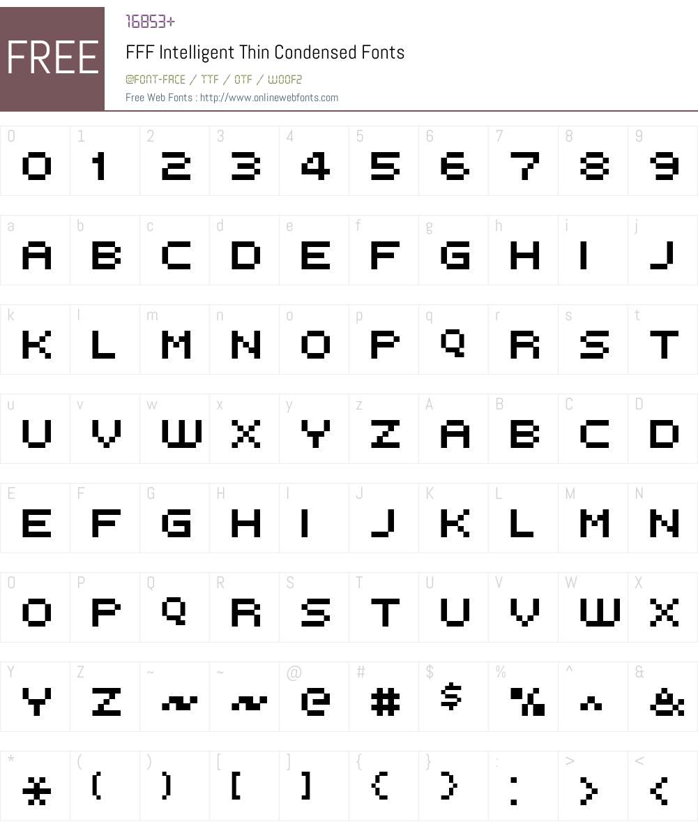 FFF Intelligent Thin Condensed Font Screenshots