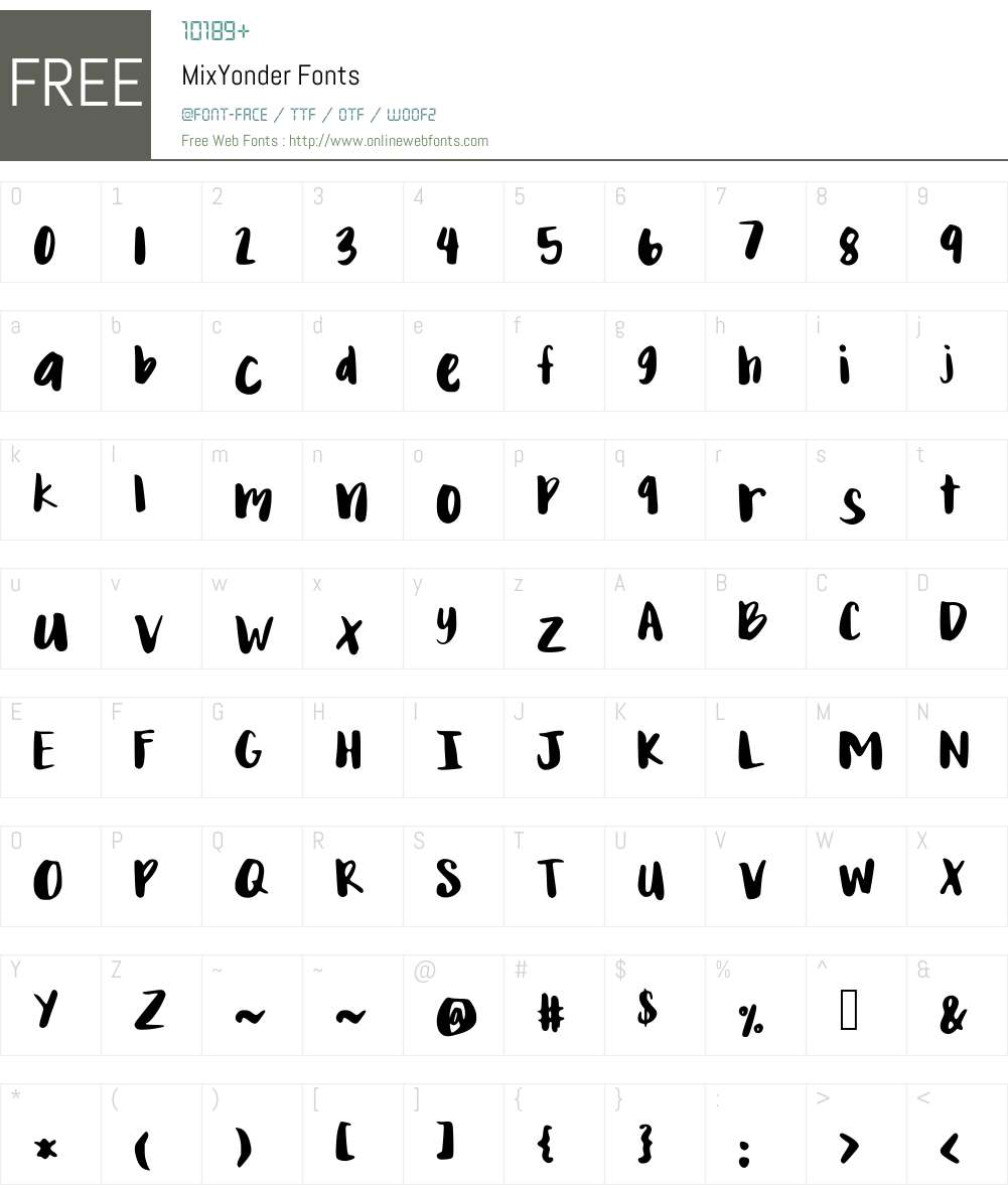 MixYonder Font Screenshots