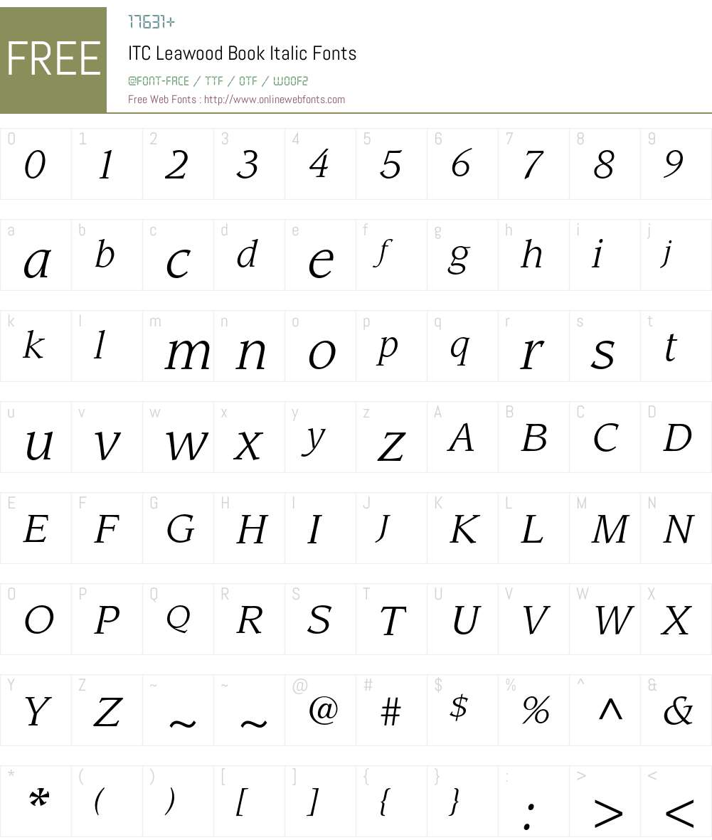 ITC Leawood Font Screenshots