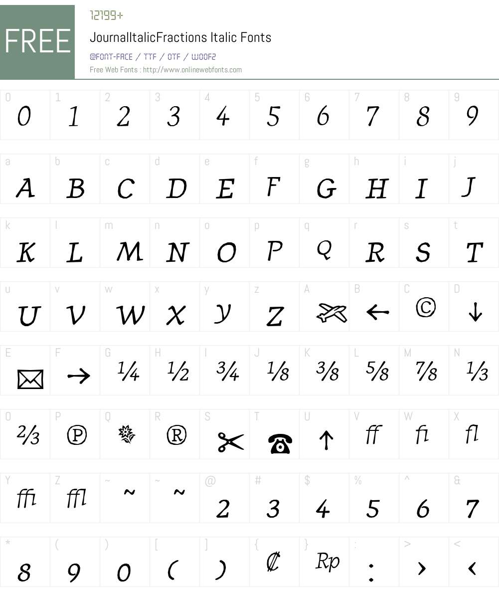 JournalItalicFractions Font Screenshots