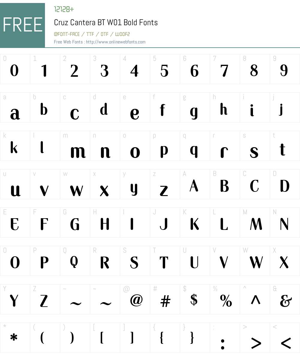 CruzCanteraBTW01-Bold Font Screenshots