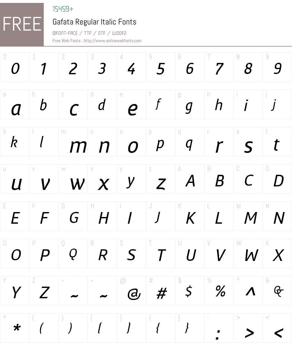 Gafata-Italic Font Screenshots
