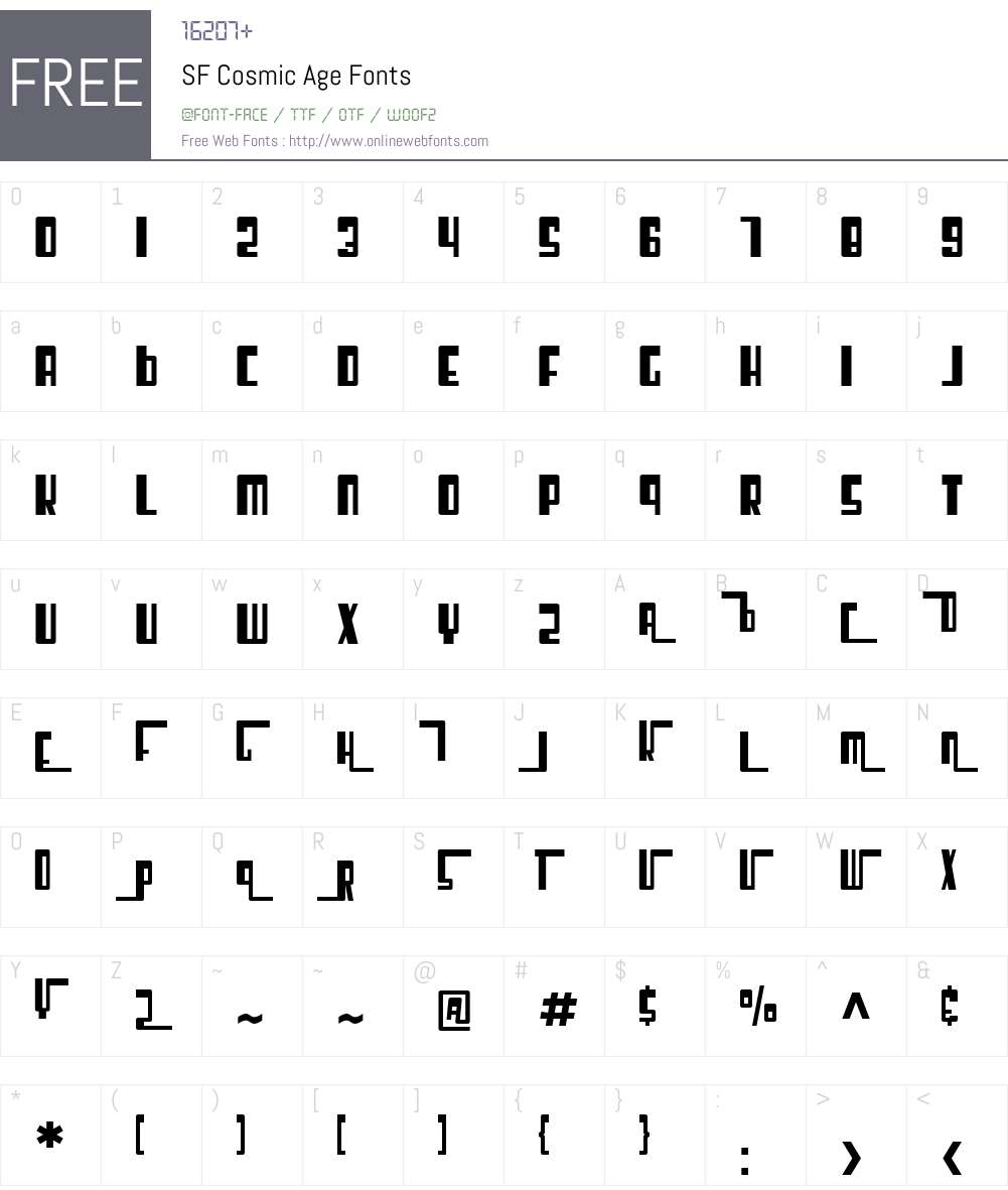 SF Cosmic Age Font Screenshots