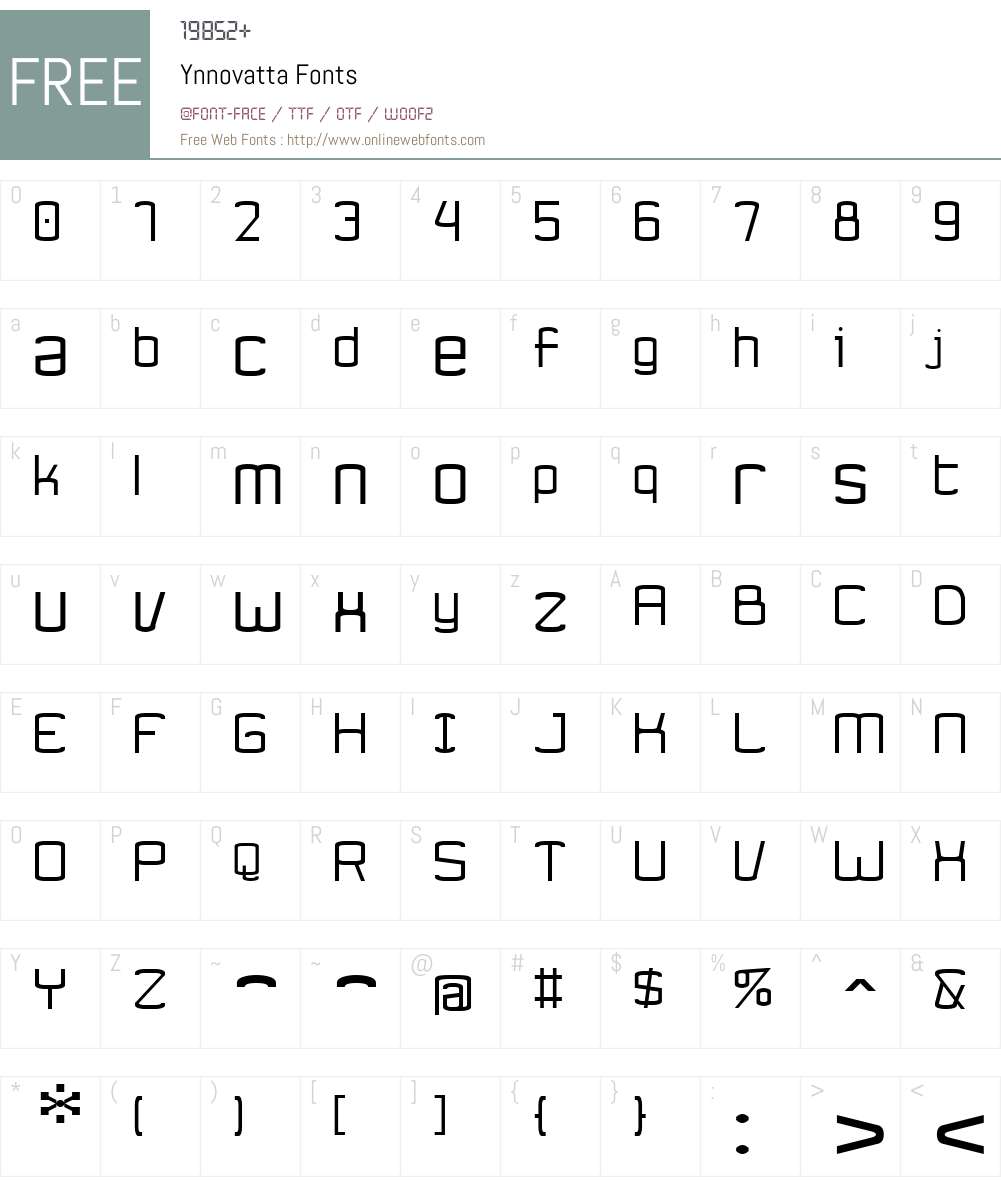Ynnovatta Font Screenshots