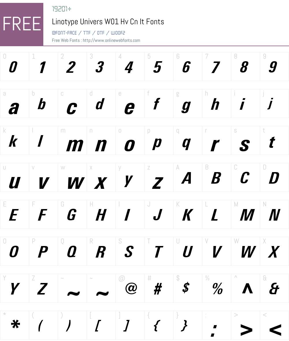 LinotypeUniversW01-HvCnIt Font Screenshots