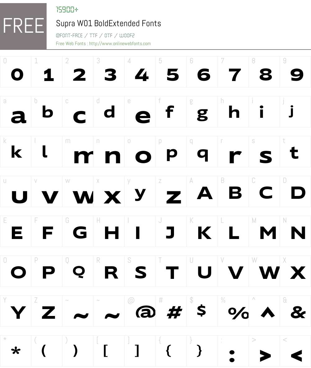 SupraW01-BoldExtended Font Screenshots