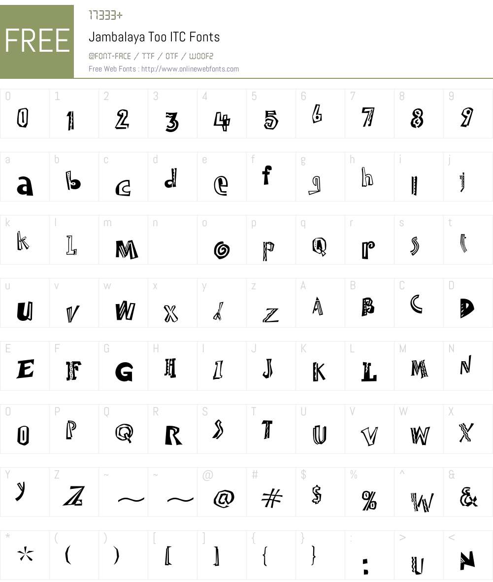 Jambalaya Too ITC Font Screenshots