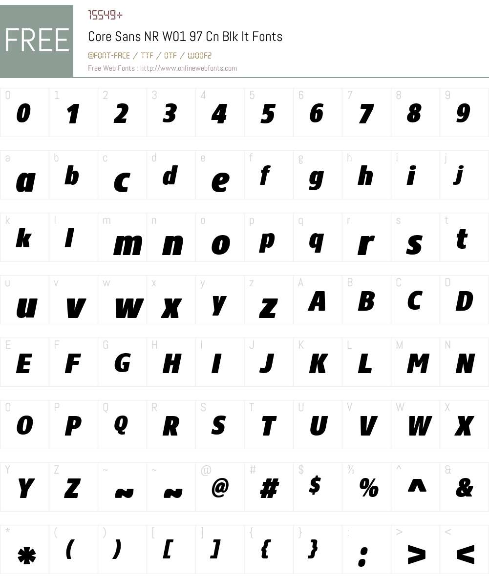 CoreSansNRW01-97CnBlkIt Font Screenshots