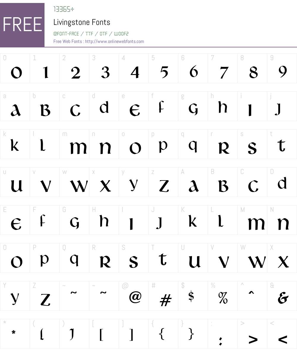 Livingstone Font Screenshots