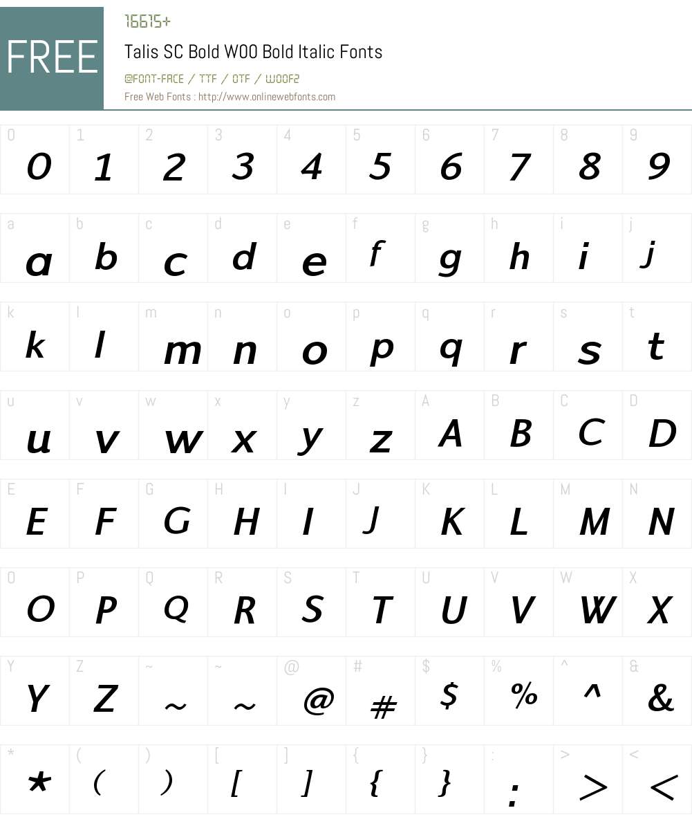TalisSCBoldW00-BoldItalic Font Screenshots