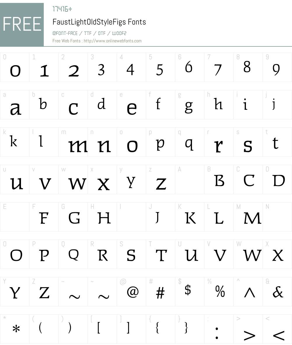FaustLightOldStyleFigs Font Screenshots