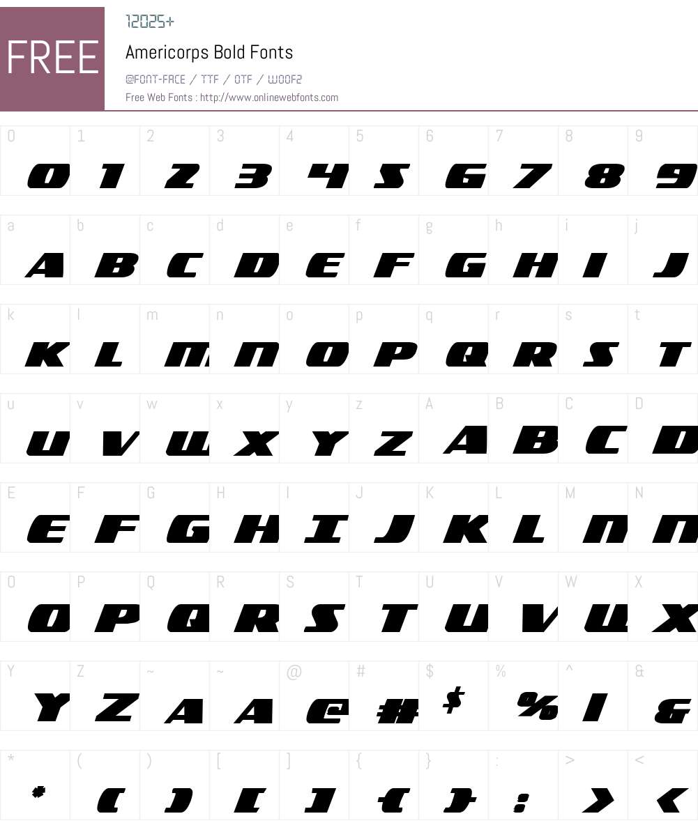 Americorps Bold Font Screenshots