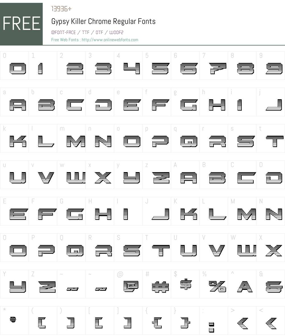 Gypsy Killer Chrome Font Screenshots