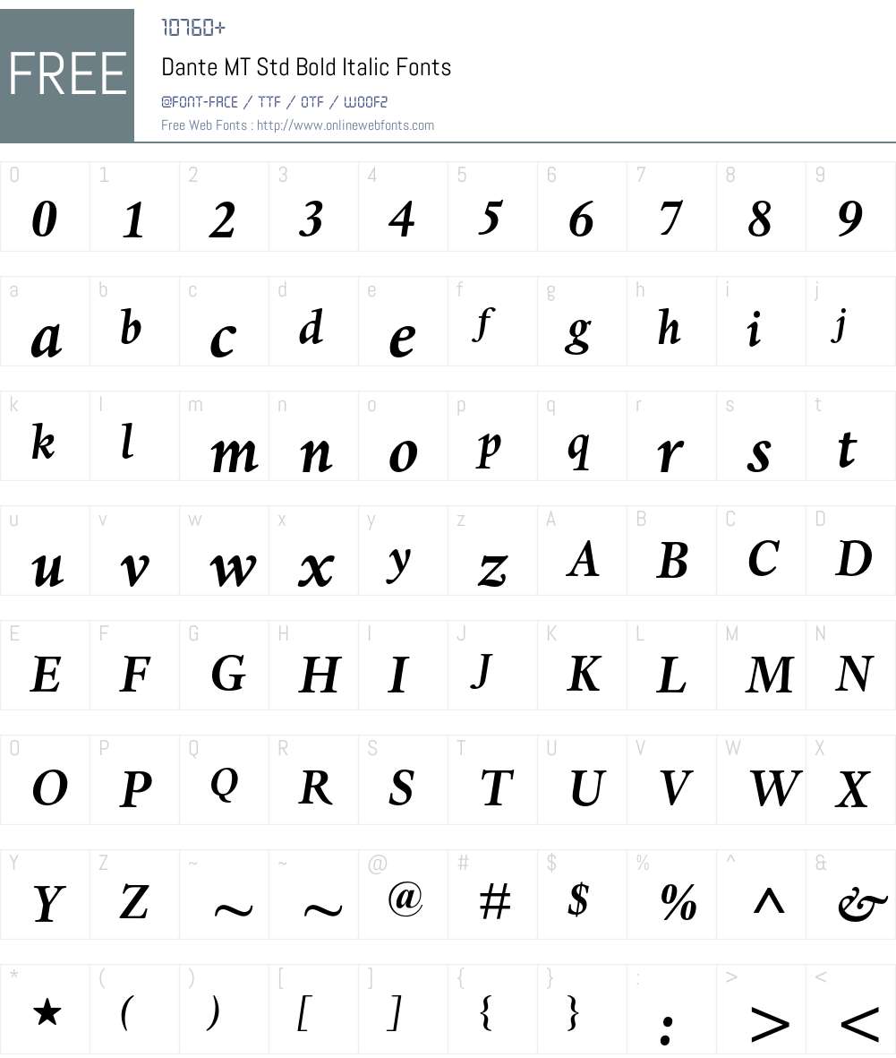 Dante MT Std Font Screenshots