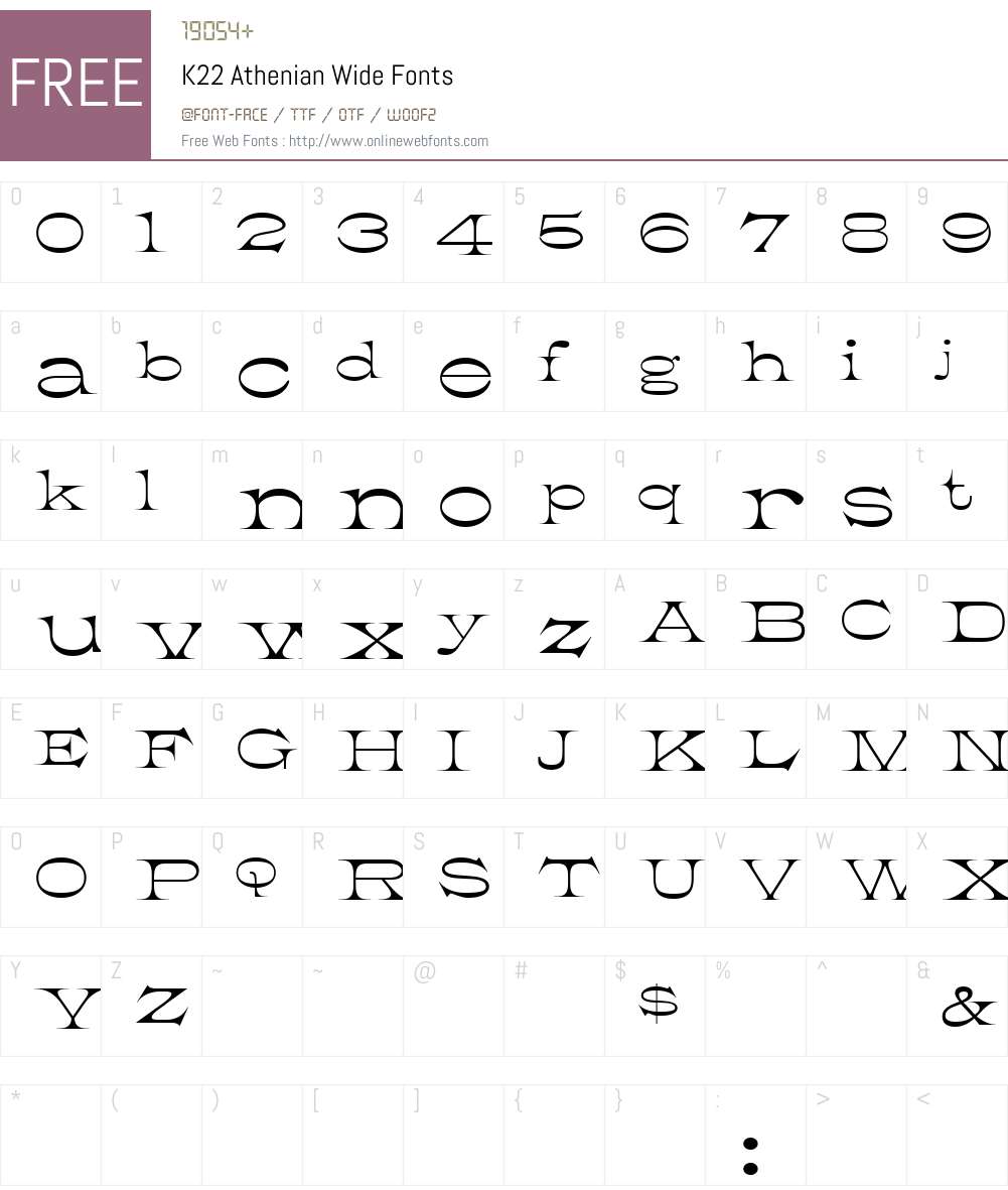 K22 Athenian Wide Font Screenshots