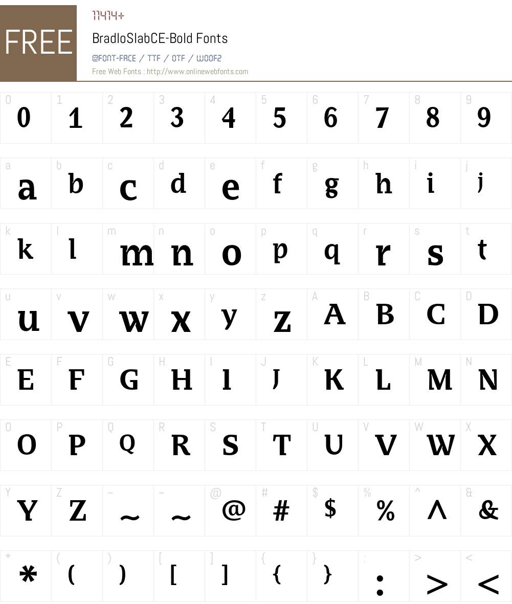 BradloSlabCE Font Screenshots