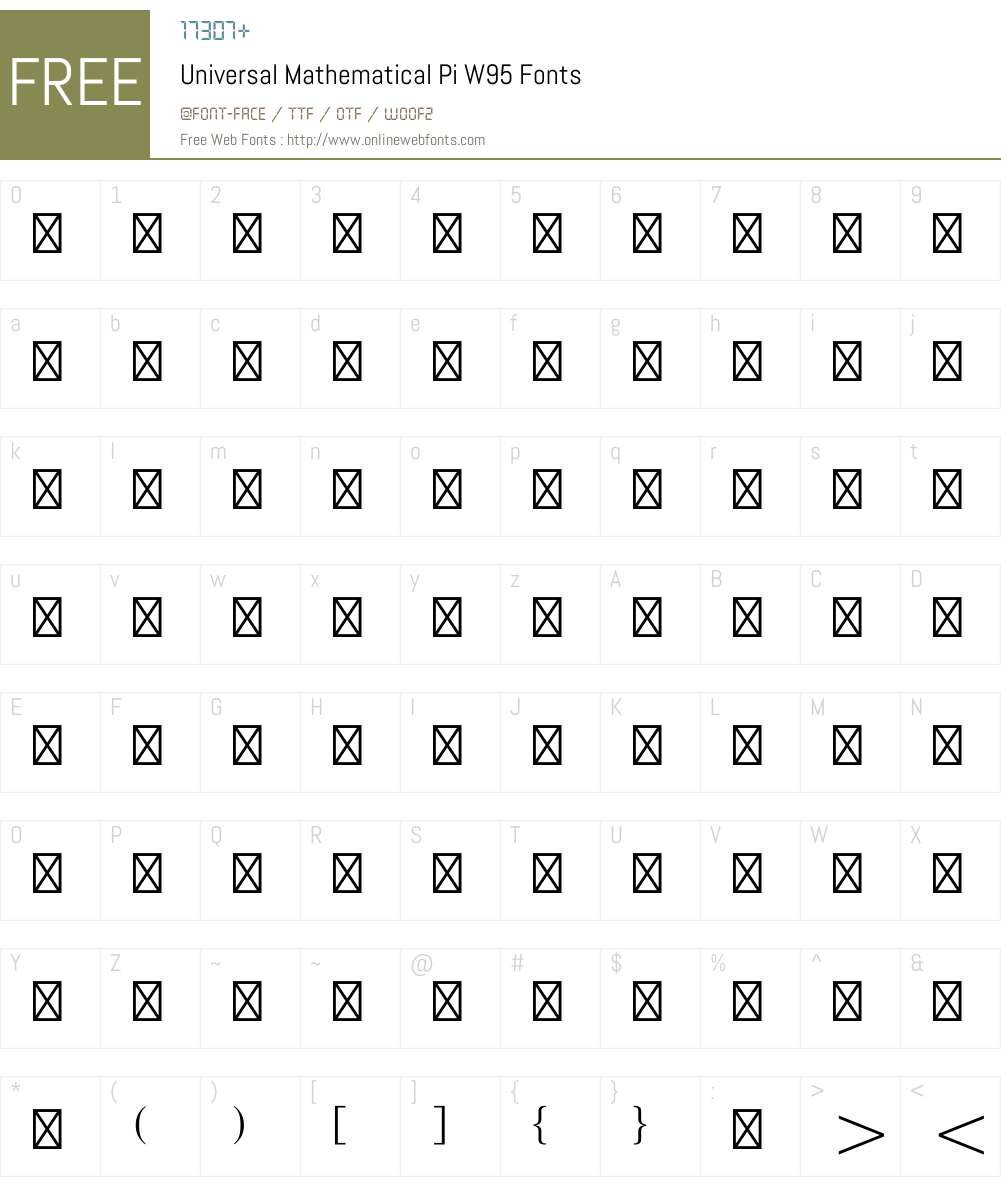 UniversalMathematicalPiW95 Font Screenshots