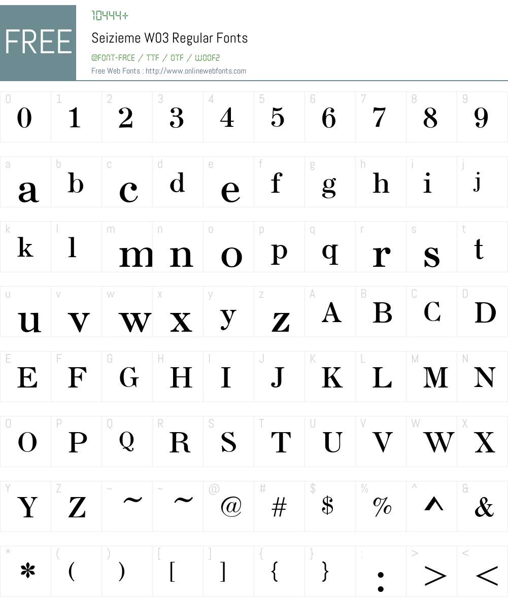 Seizieme Font Screenshots