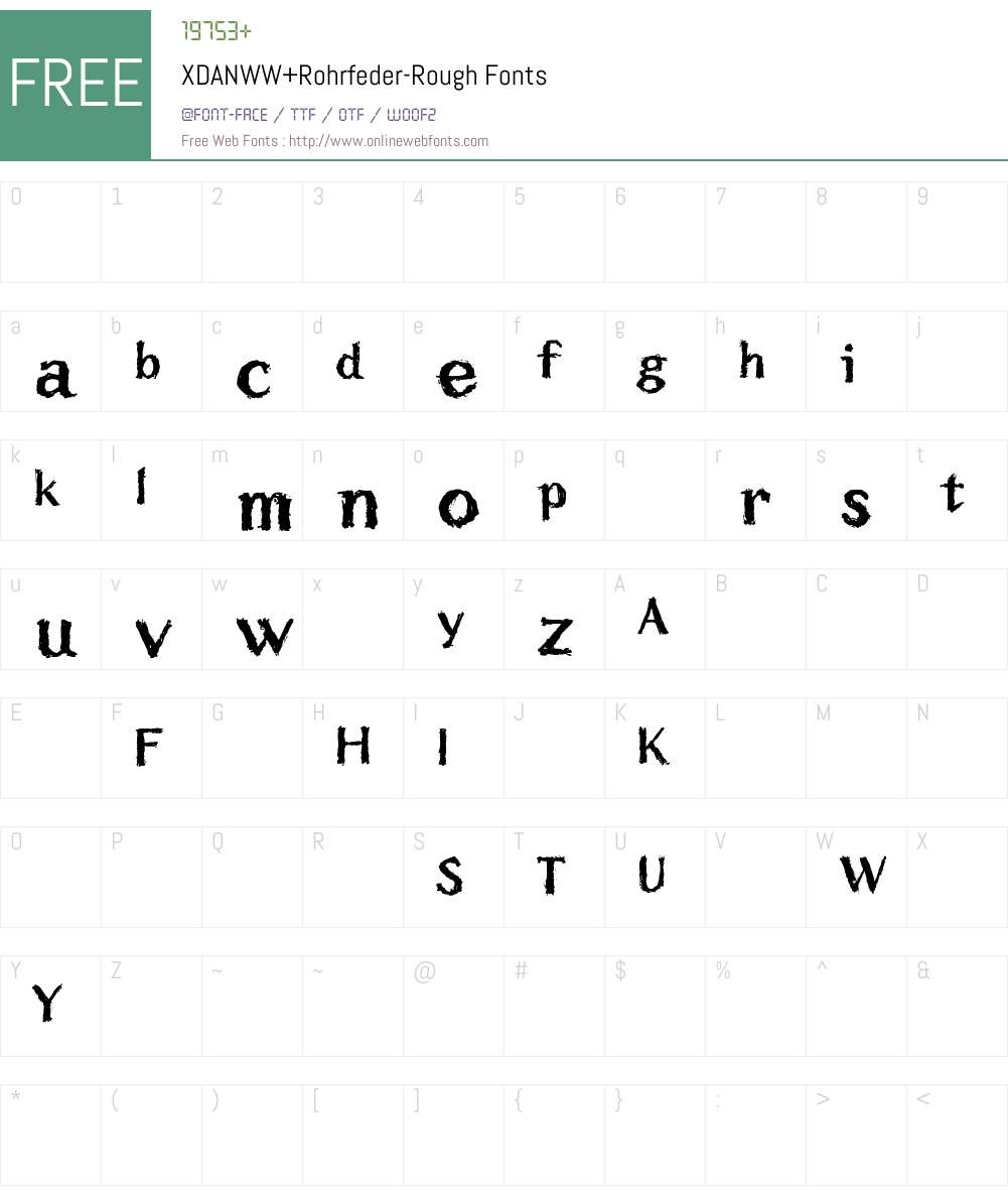 XDANWW+Rohrfeder-Rough Font Screenshots