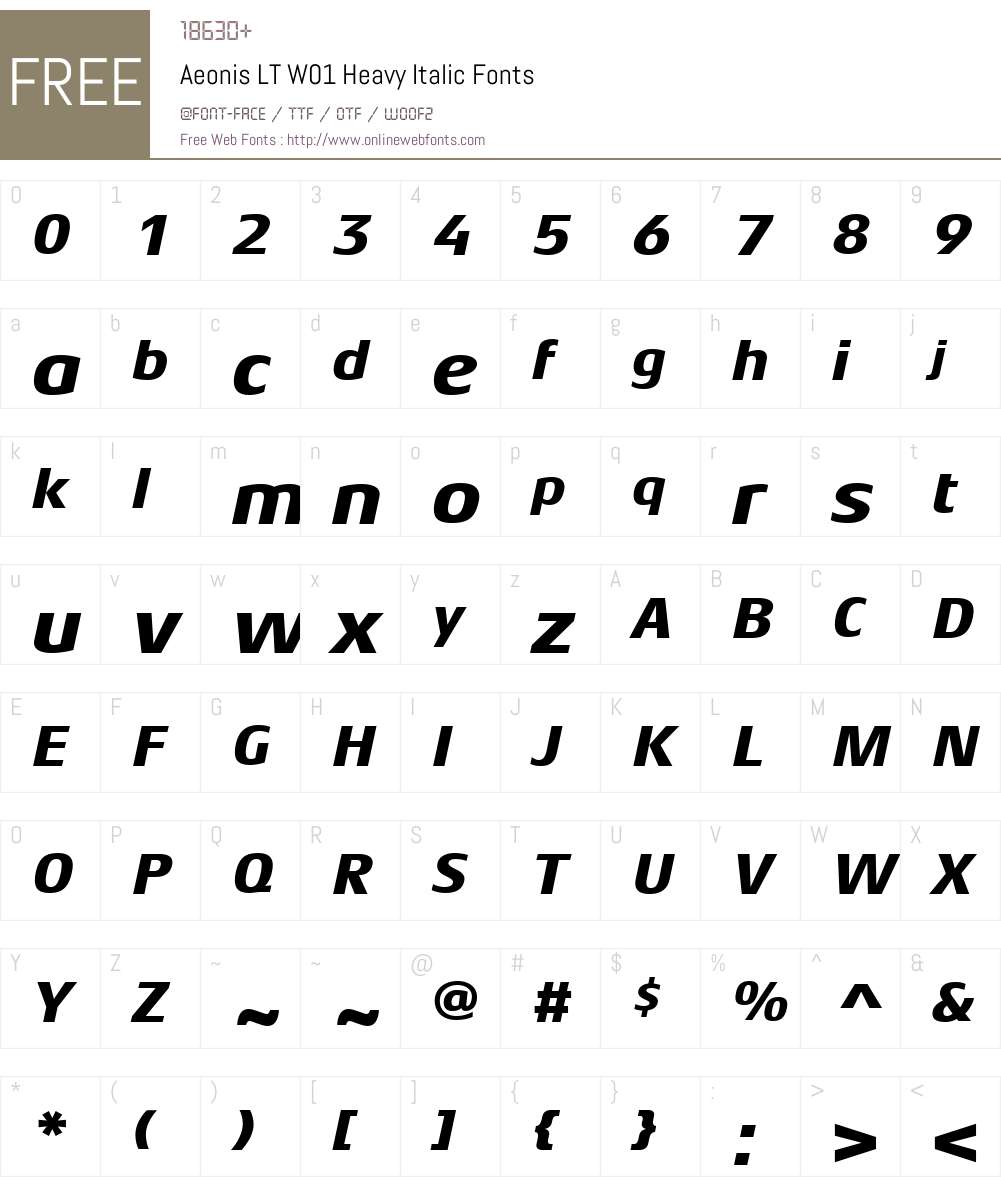 AeonisLTW01-HeavyItalic Font Screenshots