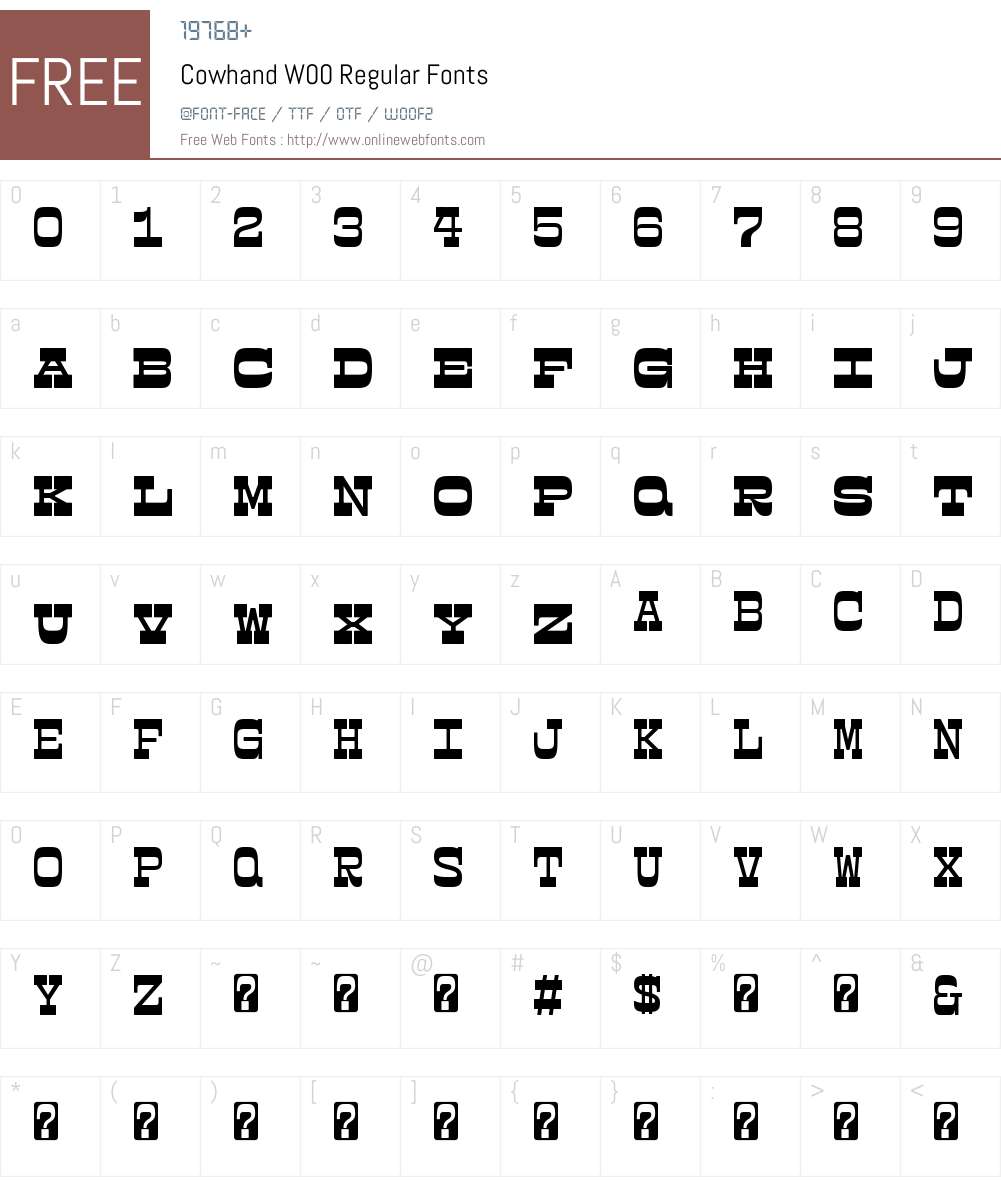 CowhandW00-Regular Font Screenshots