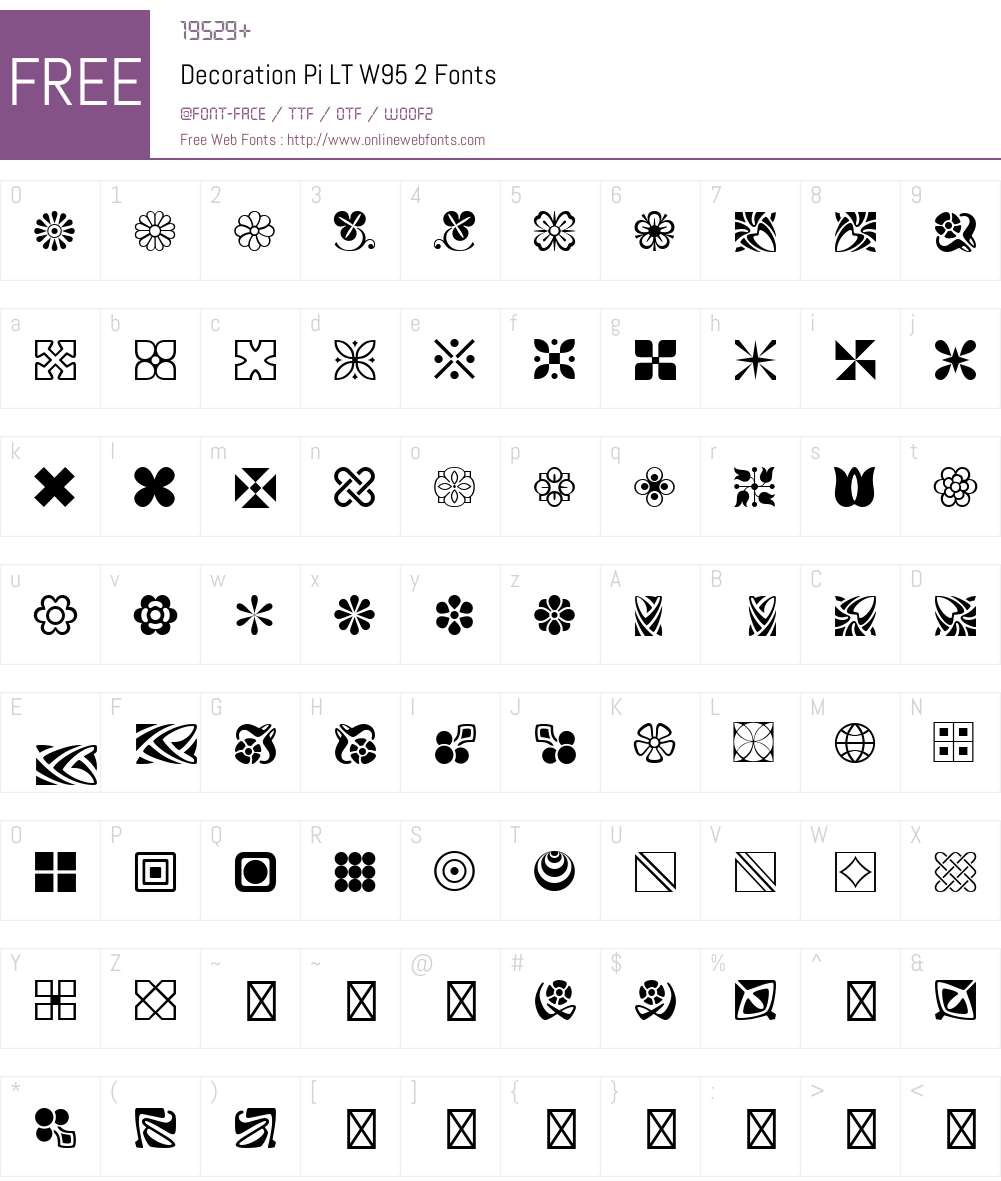 DecorationPiLTW95-2 Font Screenshots