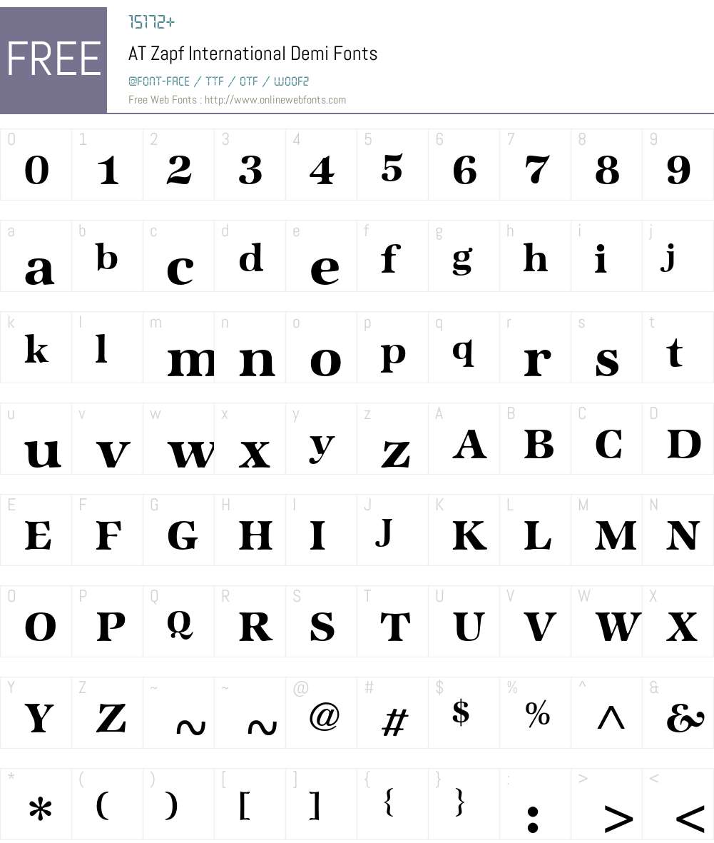 ATZapfInternational Font Screenshots