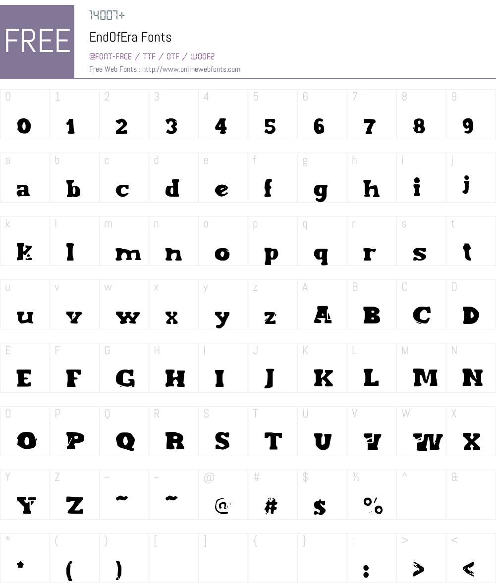 EndOfEra Font Screenshots