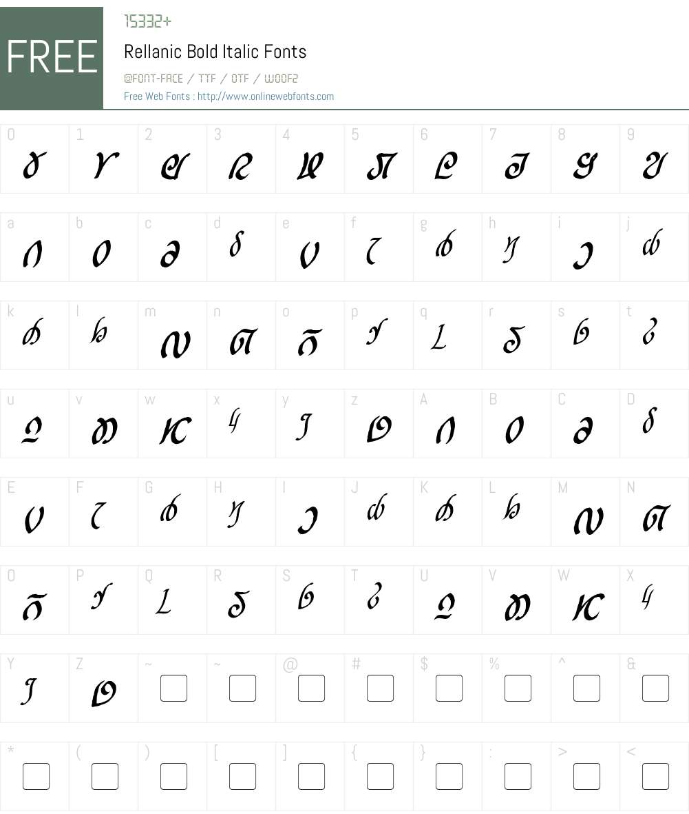 Rellanic Rellanic Bold Italic 1.00 August 19, 2014, initial release Fonts Free ...