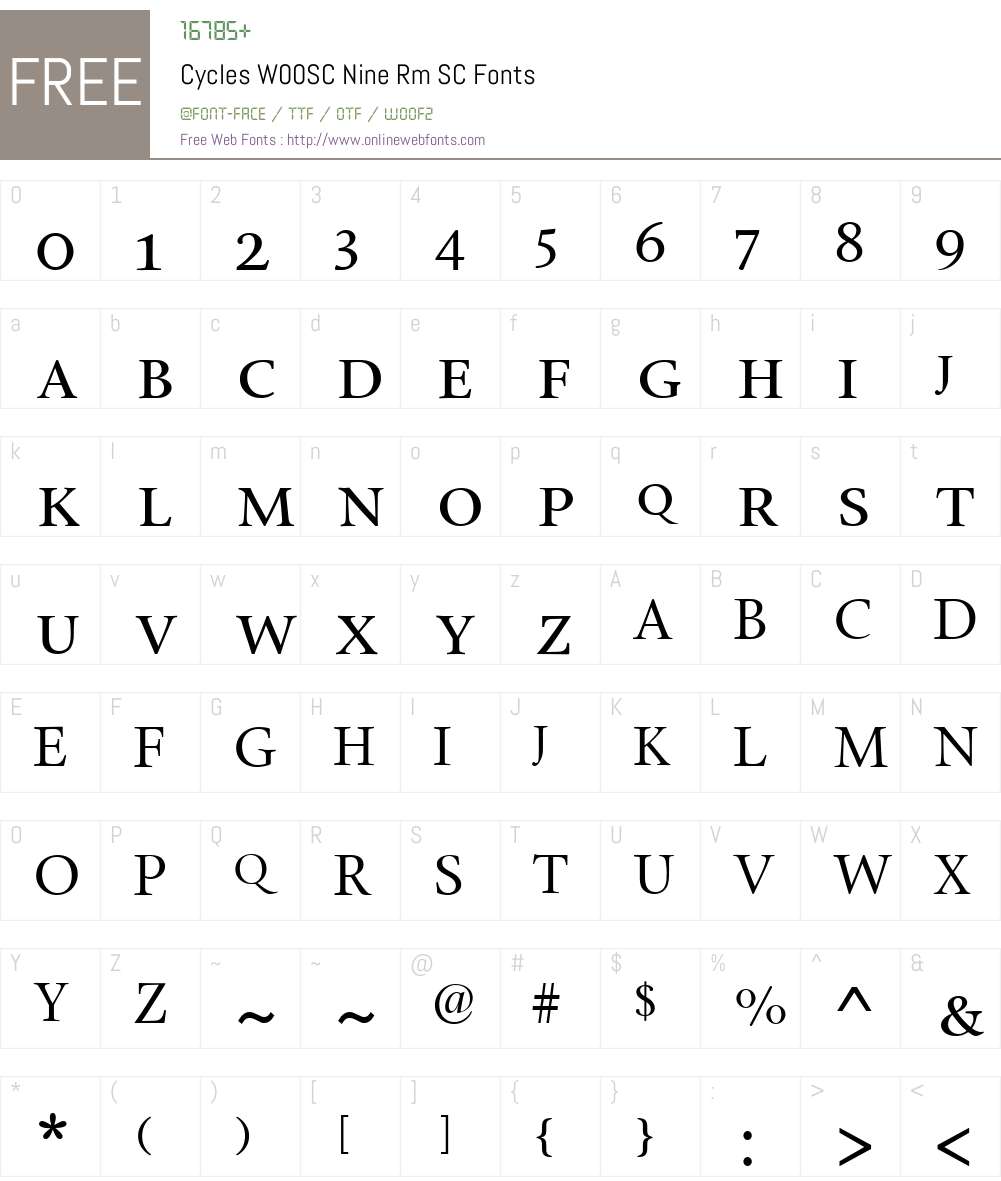 CyclesW00SC-NineRmSC Font Screenshots
