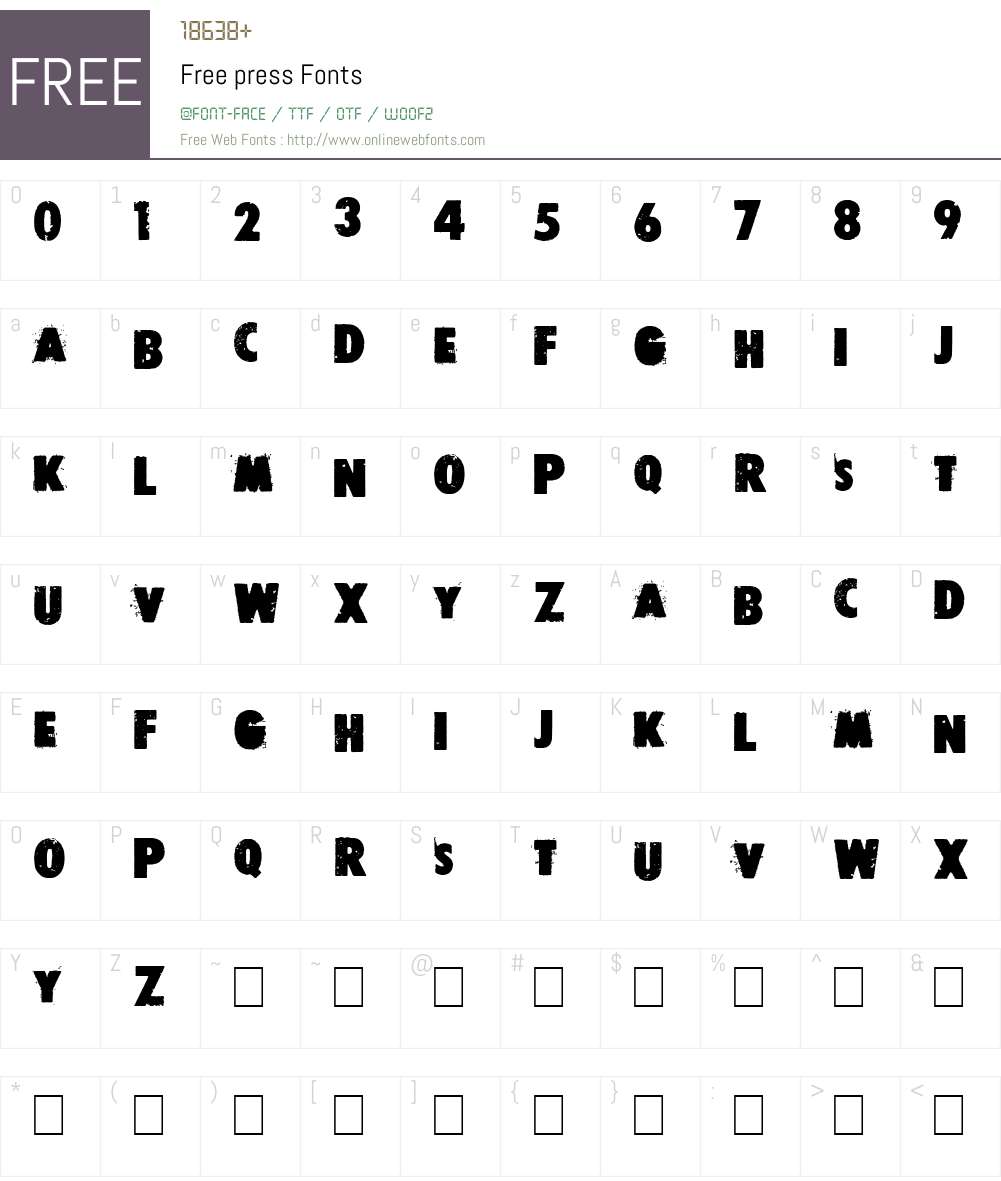 Free press Font Screenshots