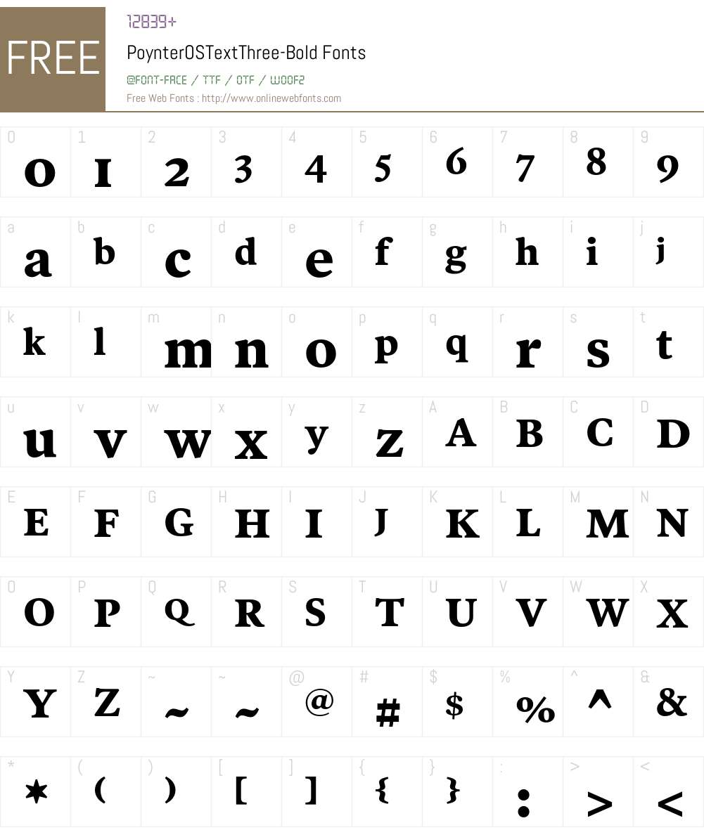 PoynterOSTextThree-Bold Font Screenshots