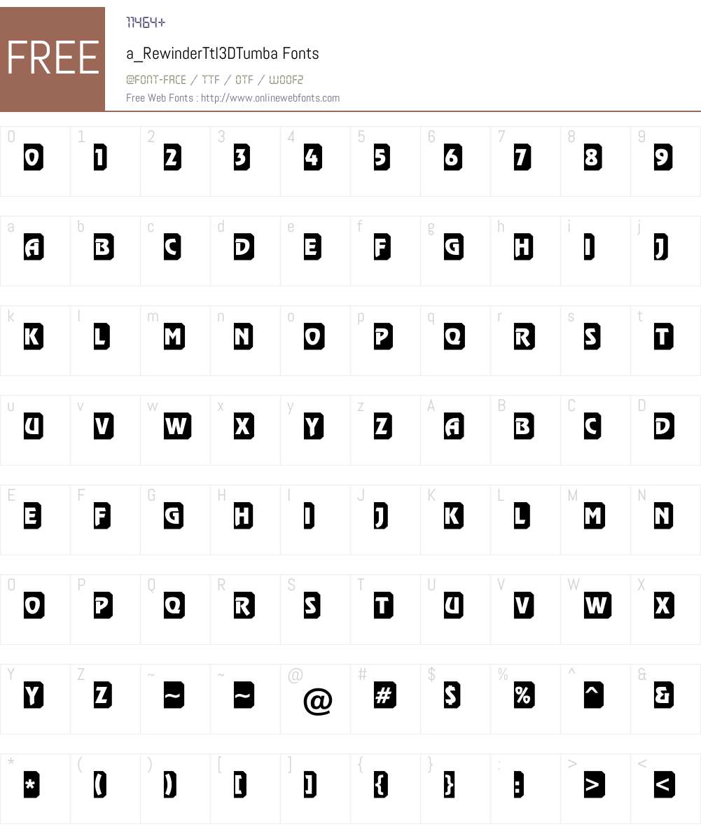 a_RewinderTtl3DTumba Font Screenshots