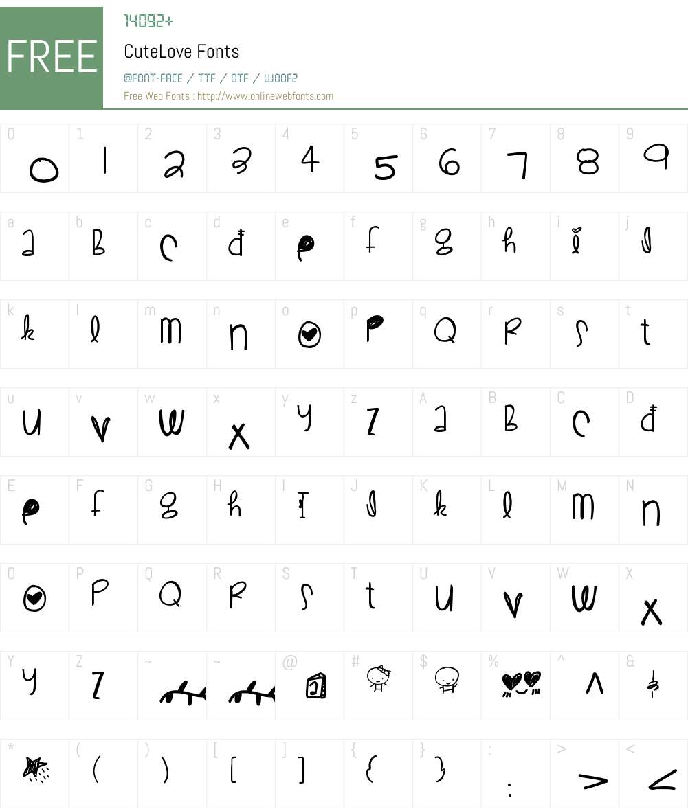 CuteLove Font Screenshots