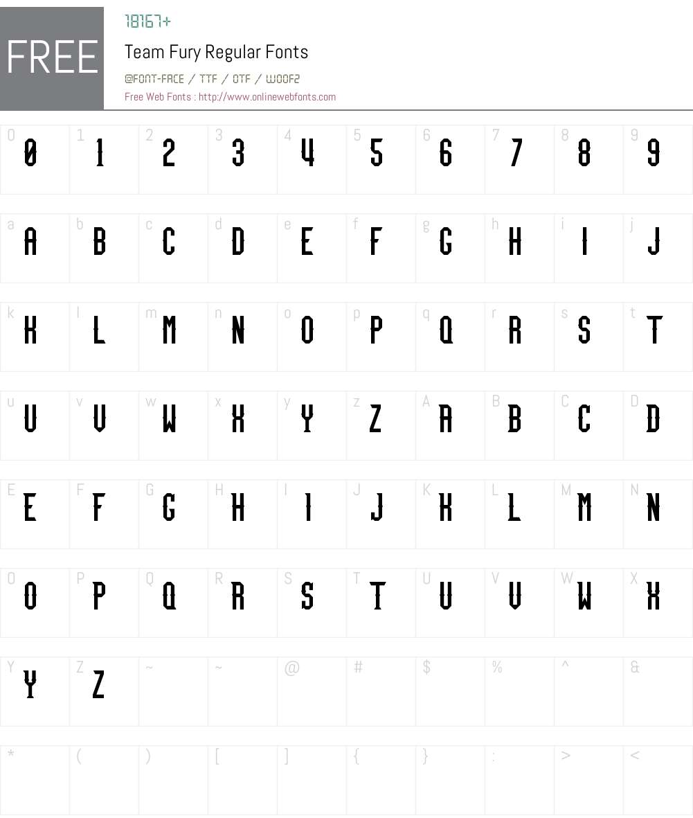 Team Fury Font Screenshots