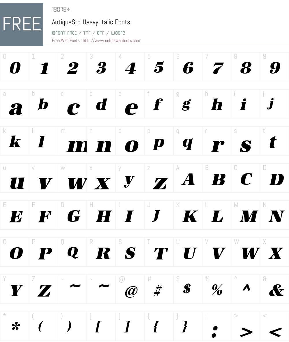 AntiquaStd-Heavy Font Screenshots