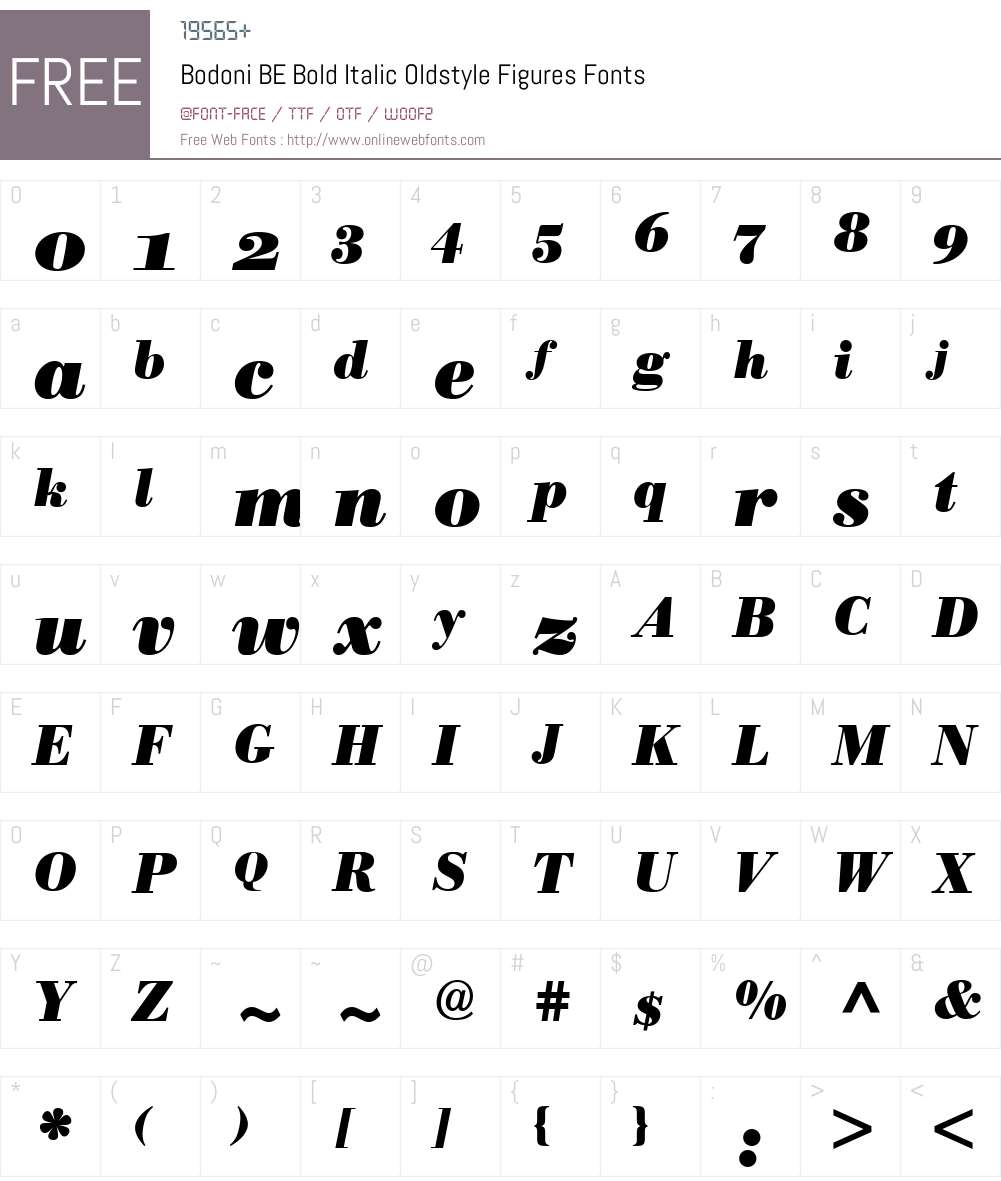 Bodoni BE Font Screenshots
