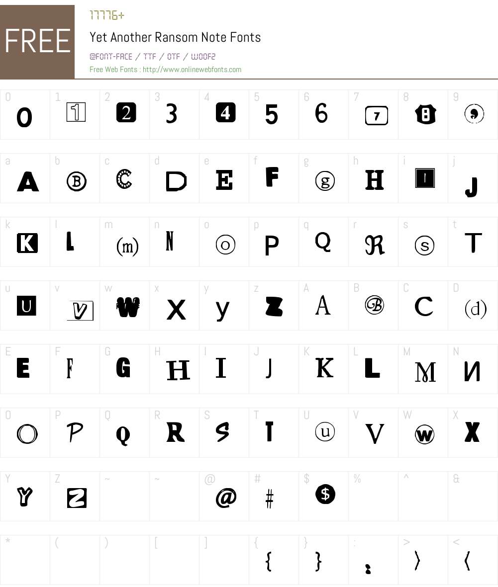 Yet Another Ransom Note Font Screenshots