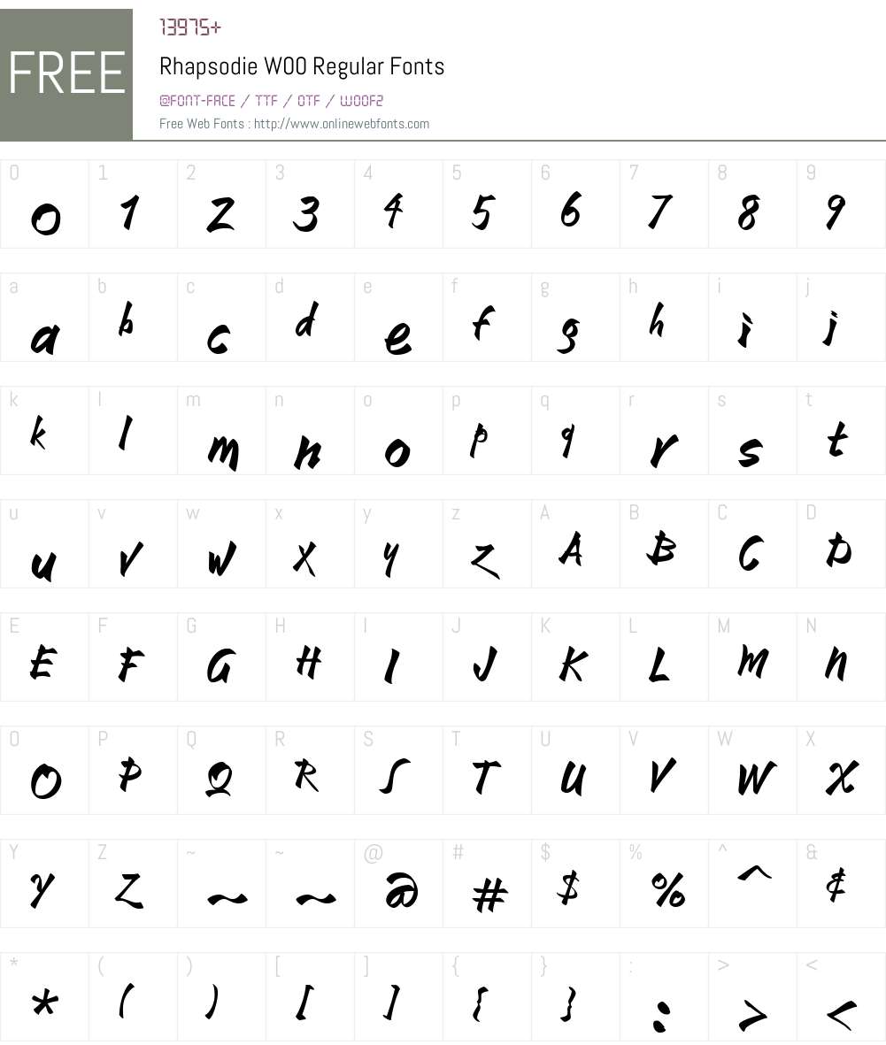 RhapsodieW00-Regular Font Screenshots