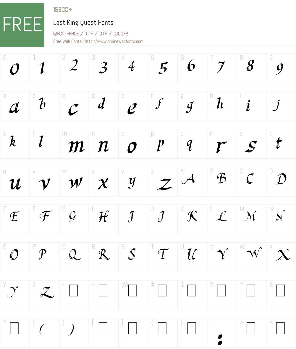 Last King Quest Font Screenshots