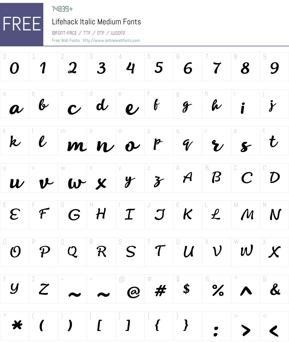 LifehackItalic-Medium Font Screenshots