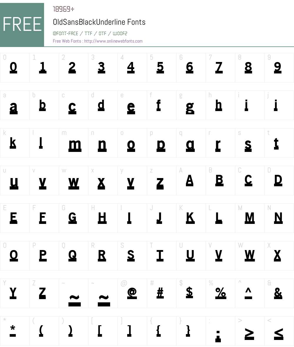 OldSansBlackUnderline Font Screenshots