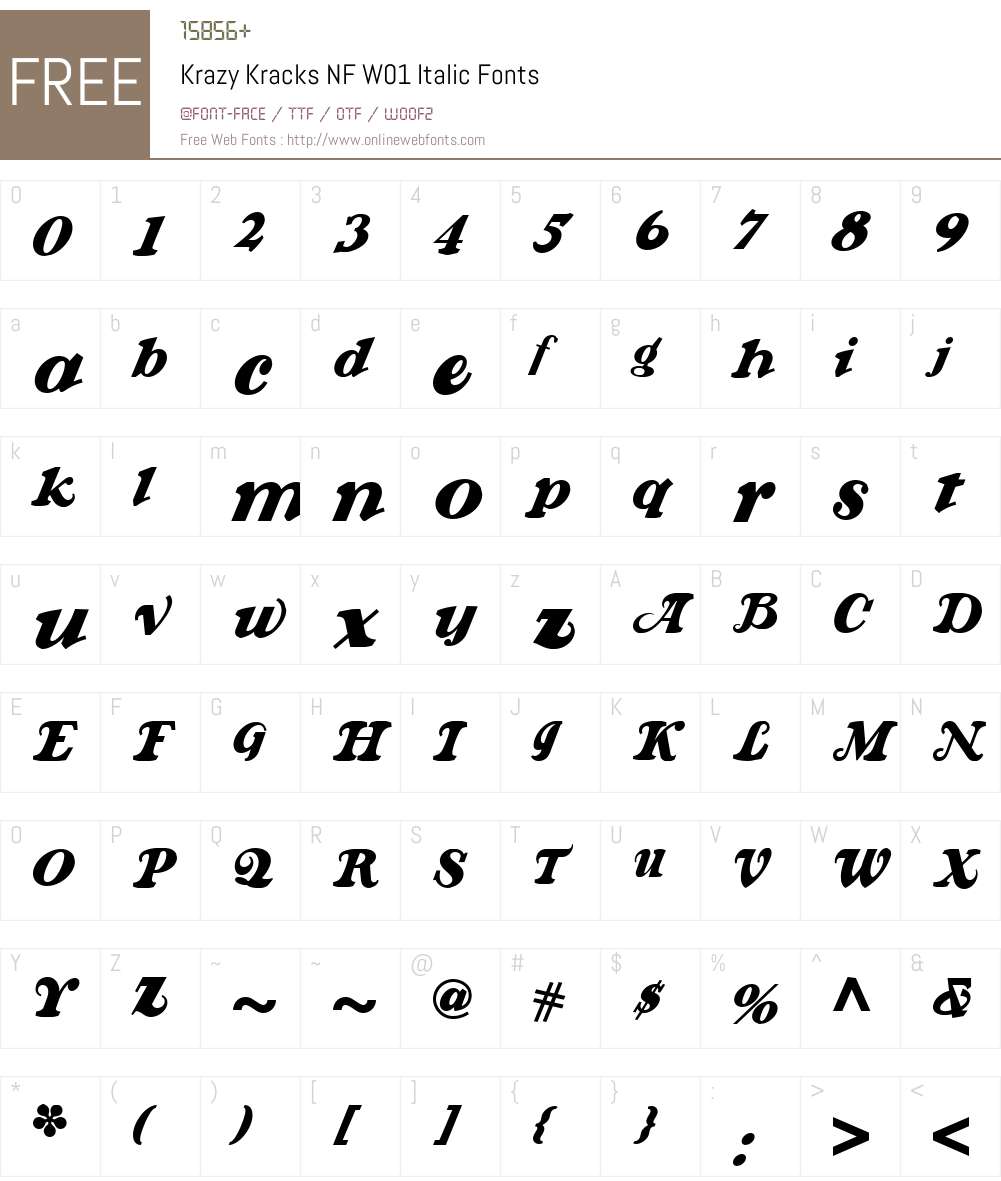 KrazyKracksNFW01-Italic Font Screenshots