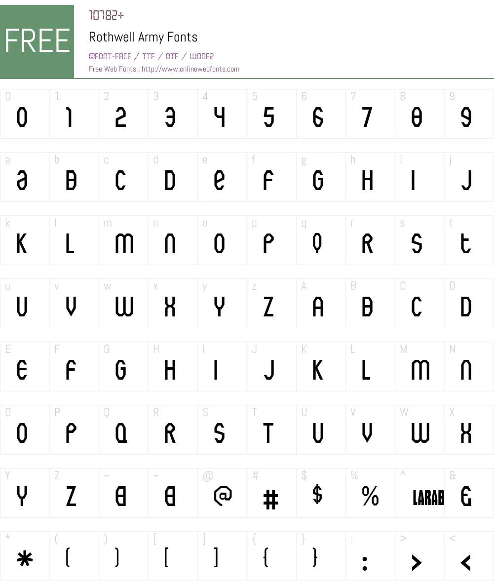 Rothwell Army Font Screenshots