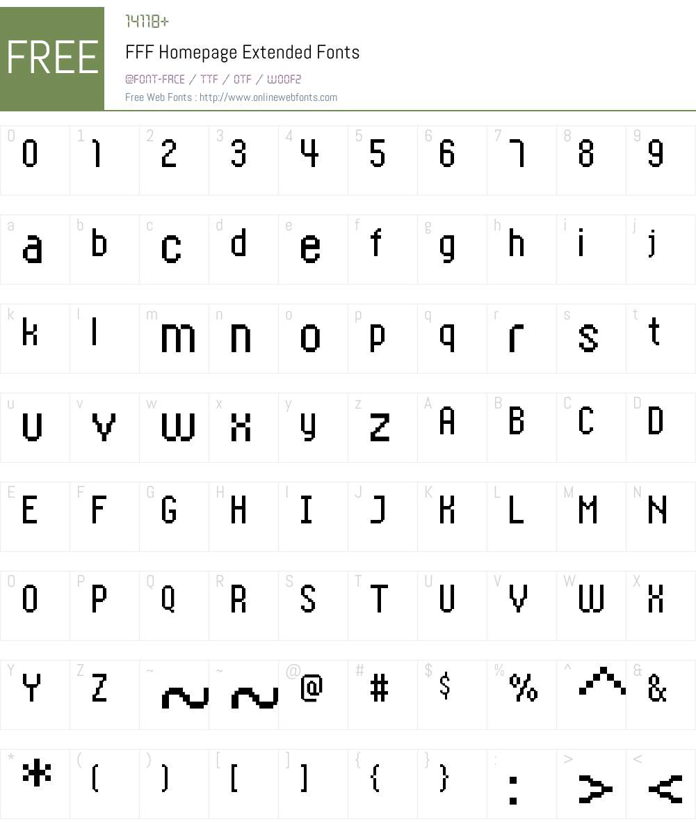 FFF Homepage Extended Font Screenshots