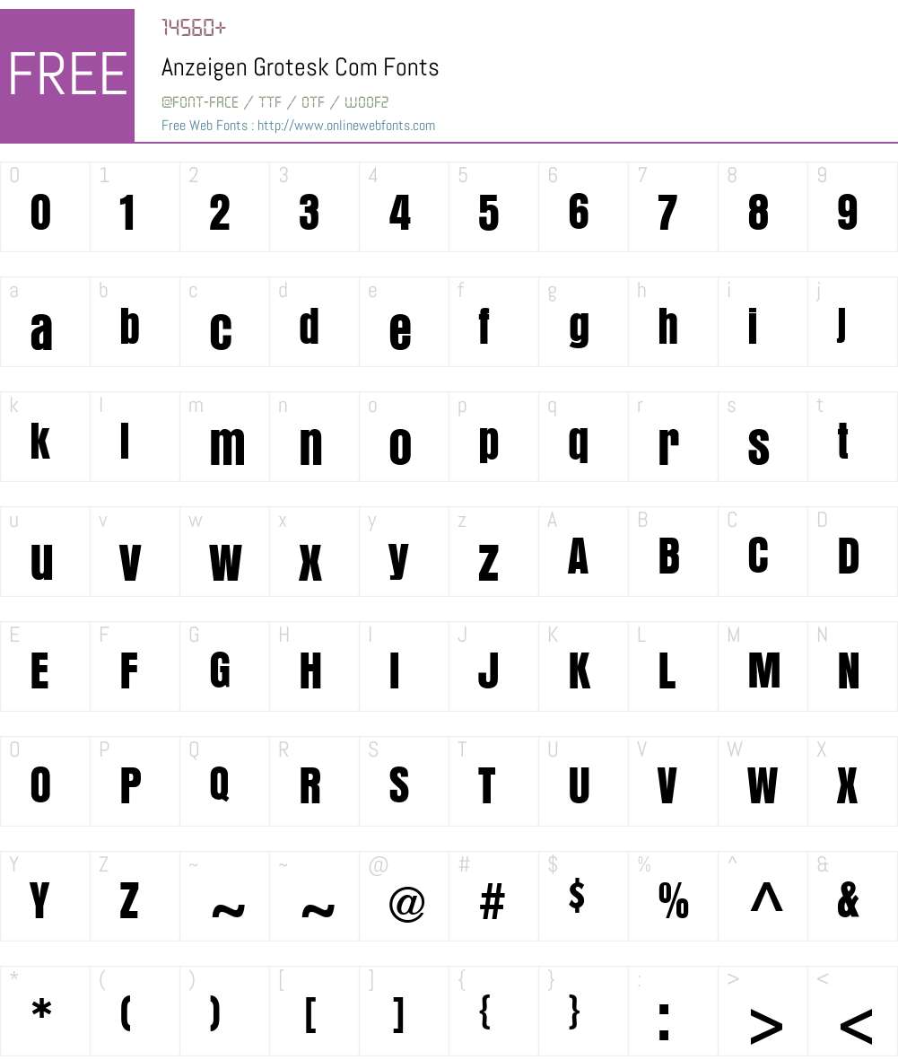 AnzeigenGroteskCom Font Screenshots