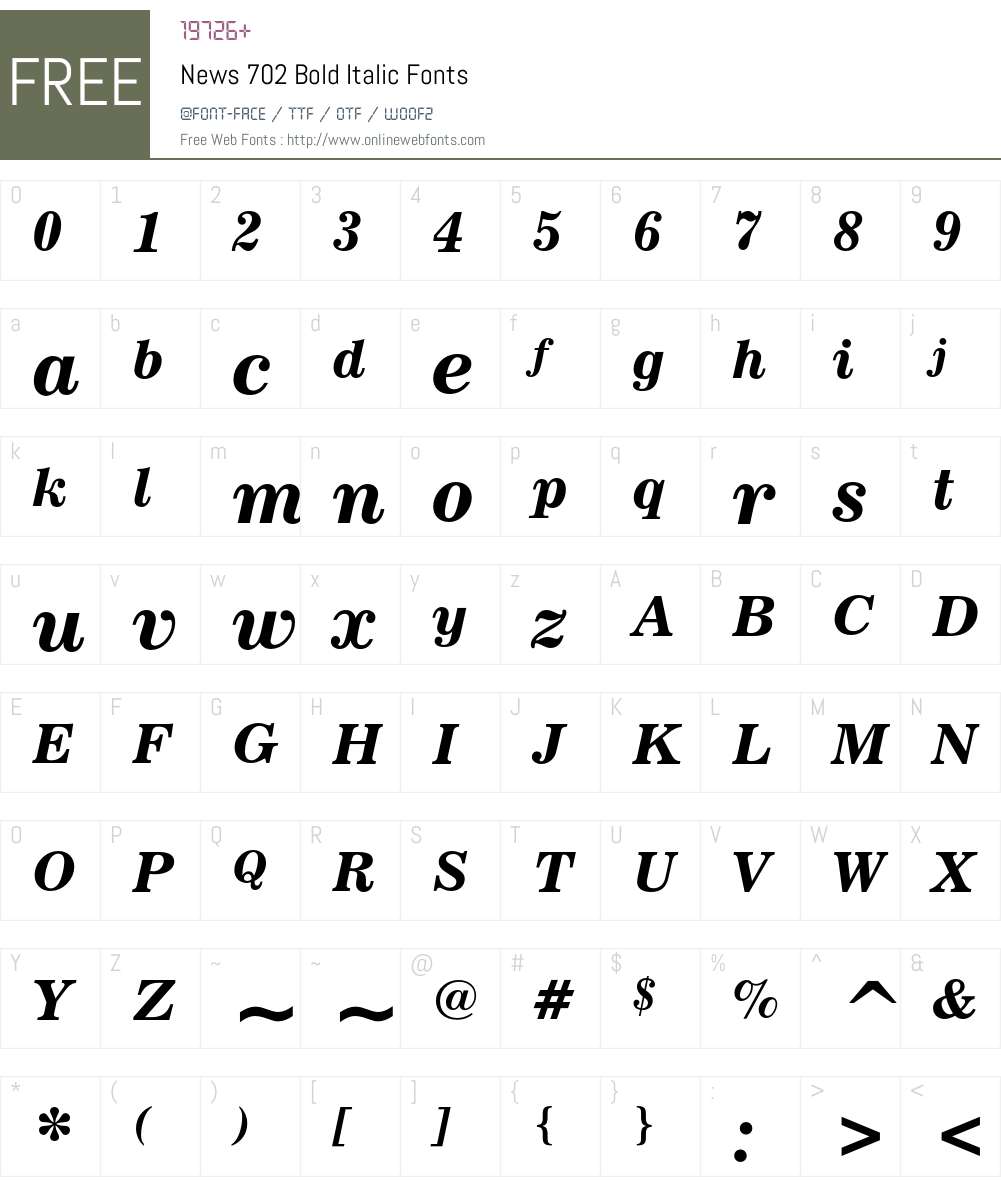 News 702 Font Screenshots
